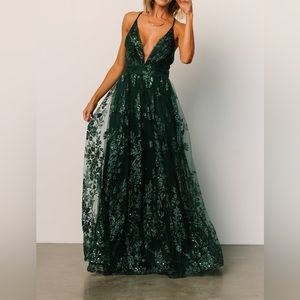 (Forest green) Lucienne Shimmer Maxi Gown (Baltic Born)